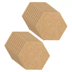 4x3" 1/8" Thick Cork Board Tiles, 20 Pcs Hexagon Bulletin Board - Picture 1 of 6