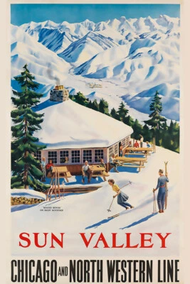 Sun Valley Idaho Vintage Winter Tourism Snow Art Wall Room Poster - POSTER 20x30 - Image 1 of 4