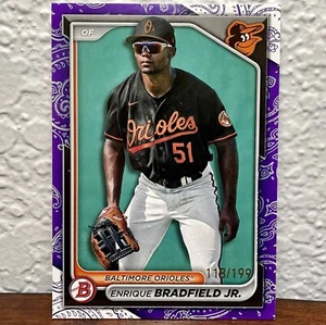 ENRIQUE BRADFIELD JR. 2024 BOWMAN BÉISBOL MLB #BP-149 PATRÓN PÚRPURA/199 - Imagen 1 de 2