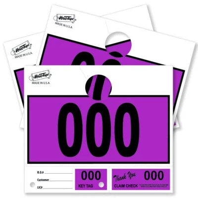 1000 Car Dealer Service Hang Tags Mechanic Repair Shop 3 Piece System - Purple - Image 1 of 4
