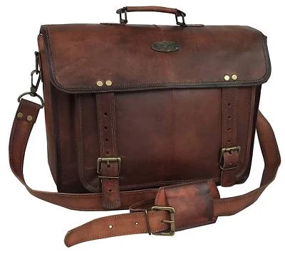 16" grande marrón suave bolso de cuero para hombre mensajero bolso de hombro ... - Imagen 1 de 4