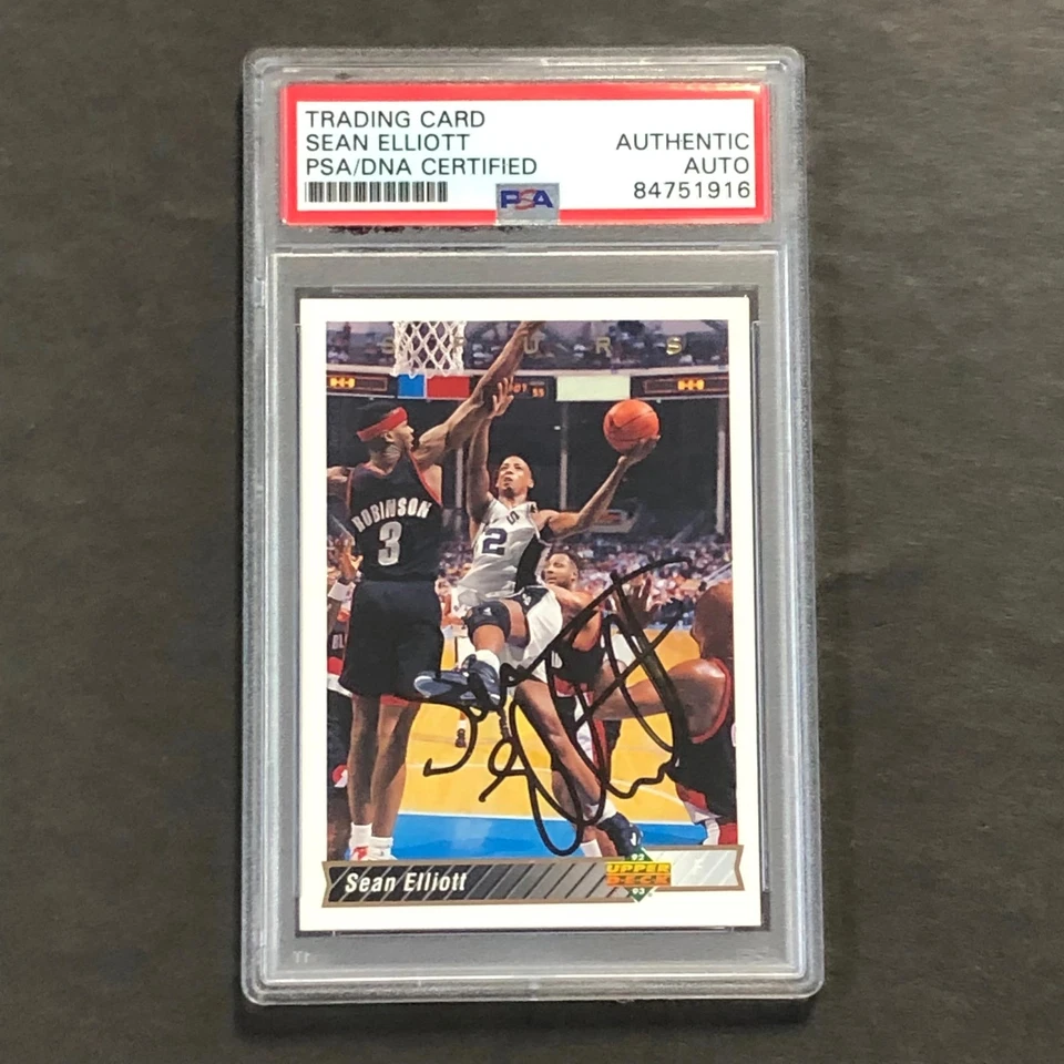 1992-93 Upper Deck #131 Sean Elliott Signed Card Auto PSA Slabbed Spurs - Image 1 of 2