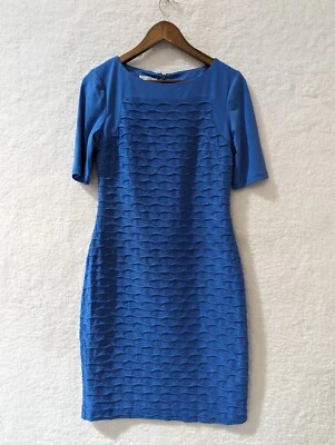 London Times Women's Blue Crinkle Scale  Dress Size 8 - Image 1 of 4