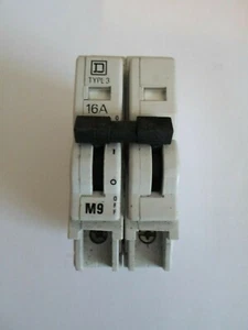 SQUARE D QOE 16 AMP TYPE 3 M9 DOUBLE POLE MCB CIRCUIT BREAKER. - Picture 1 of 1