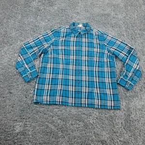 Duluth Trading Flannel Shirt Womens XL Blue Plaid Button Up Casual Workwear - Picture 1 of 16