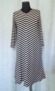 Gudrun Sjödén Jerseykleid beige schwarz gestreift Größe S - Bild 1 von 9