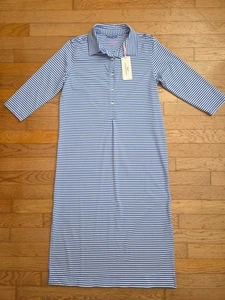 VINEYARD VINES Midi Margo Shirt Dress Size XS Blue White Stripe Sankaty NEW $148 - Picture 1 of 5