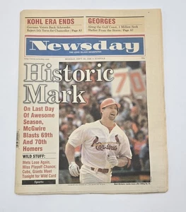 NY Newsday-Mark McGuire St. Louis Cardinals 70 Home Run-1998-GIORNALE COMPLETO - Foto 1 di 6