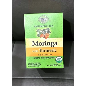 Herbal Cup Moringa Turmeric Tea Bags, Ayurveda, Caffeine Free, 16 Count - Picture 1 of 8