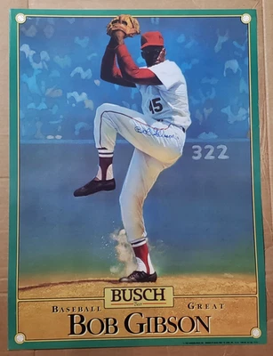 PÓSTER FIRMADO BOB GIBSON 1988 BUSCH BEER 15x20 Foto 1 de 3