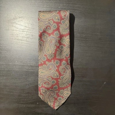 Corbata de seda Bill Walker Clothier roja cachemira hecha a mano toda seda Foto 1 de 3