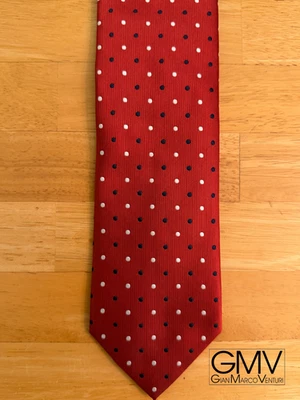 Corbata de diseñador para hombre GIAN MARCO VENTURI roja blanca azul marino lunares clásica 3"X59" NUEVA Foto 1 de 4