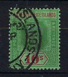 GILBERT & ELLICE IS. SG35 1924 10/= GREEN & RED ON EMERALD USED (d) - Picture 1 of 1