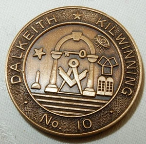 MASONIC MMM MARK MASON PENNY TOKEN LODGE DALKEITH KILWINNING No 10 SCOTLAND - Foto 1 di 2