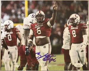 Foto firmada por Zacch Pickens 8x10 South Carolina Gamecocks certificado de autenticidad JSA - Imagen 1 de 1