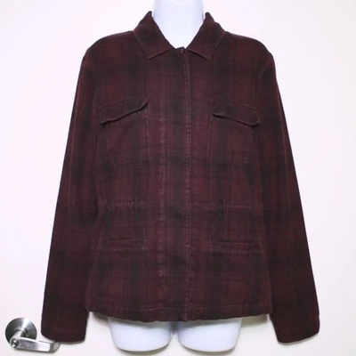 Camisa utilitária feminina JAMES PERSE WUD2646 Borgonha 100% algodão flanela 3, grande - Imagem 1 de 4