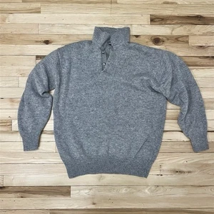 Patagonia Men's Large Gray 100% Wool Sweater 2 Button Collared - Picture 1 of 5