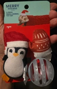 Petco Merry Makings 3 Piece Small Animal Toy Set Ball-in-ball/Penguin/Mitten - Picture 1 of 2