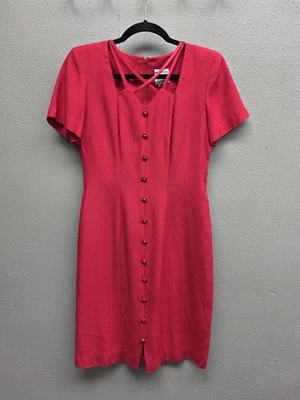 Vestido R&M Richards Mujer Pequeño Manga Corta Botón Delantero Tirantes Midi De Colección S Foto 1 de 4