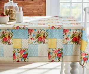 NEW Pioneer Woman Sweet Rose Flower Patchwork Tablecloth Cottage Farmhouse 60x84 - Picture 1 of 7