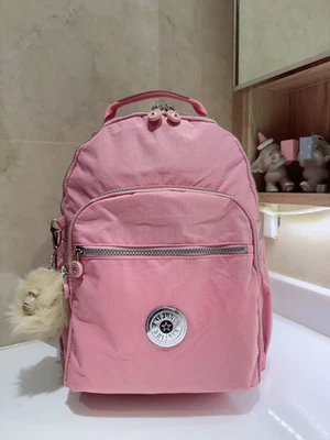 NUEVO CON ETIQUETAS Kipling Seoul Pequeña Tableta Mochila Novia Rosa Bolso Escolar 37cm Altura Foto 1 de 4