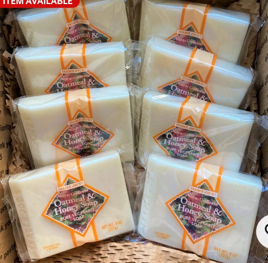 16 Bars Trader Joes Oatmeal & Honey Pure Vegetable Soap 8 X Two-packs - Image 1 of 1