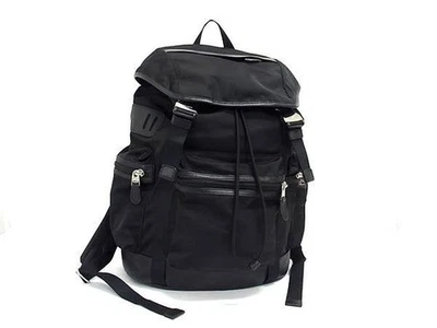 Mochila de nailon negra con herrajes plateados COACH Trek Pack F71884 para hombre Foto 1 de 4