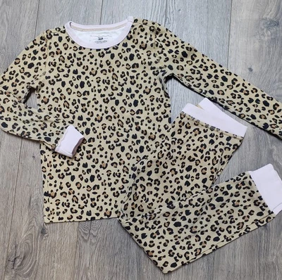 Conjunto de pijamas de ropa de dormir J.Crew Crewcuts niñas talla 8 parte superior e inferior guepardo  Foto 1 de 4
