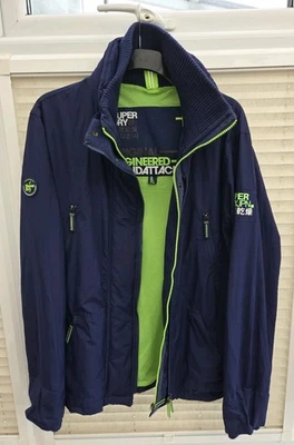 Men's XXL 2XL Superdry Navy Blue Windattacker With Flouro Lime Trim. Exc Cond. - Image 1 of 4