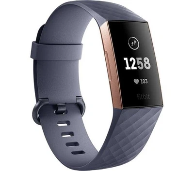 Fitbit Charge 3 Fitness Watch Step Tracker Blue Grey Rose Gold Including Charger - Image 1 of 4