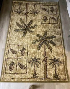 Pineapple Palm Tree, Rug, Vintage Clean No Smell 59x91 - Picture 1 of 2