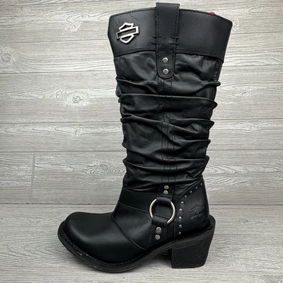 Harley Davidson Womens Size 9M Jana Black Leather Motorcycle Riding Boots D83562 - Image 1 of 4