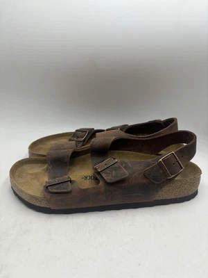 Sandalias Birkenstock Milano Para Hombre Talla 12 Marrón Cuero Hebilla Sandalias EU 45 Foto 1 de 4