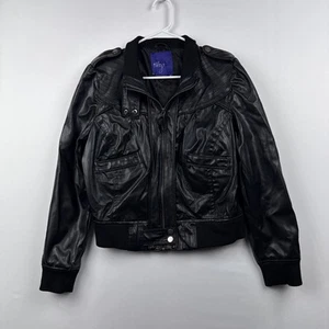 Chaqueta Bomber Miley Cyrus Max Azria Negra Imitación Cuero Talla XL - Imagen 1 de 9