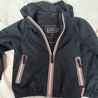 Hunter Jacket Unisex Kids 3-4 years Hooded Rain Black Full Zip Hiking Outdoors - Image 1 of 4