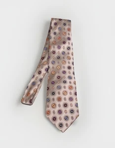 Steve Harvey Collection Men's Silk Necktie Beige Tan Donut O Shapes - Picture 1 of 5
