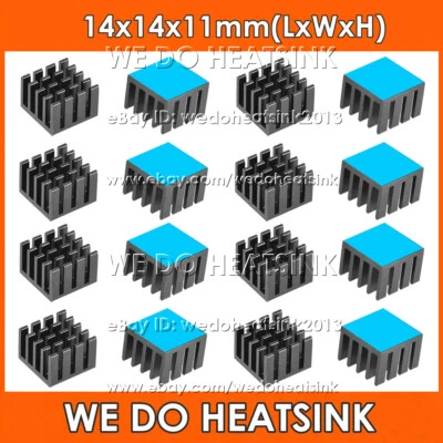 14x14x11mm Black Anodized Heatsink Radiator Cooler With Thermal Pad for CPU IC - Image 1 of 4