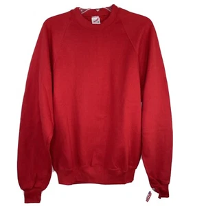 Jerzees Solid Red Crewneck Raglan Stitch Sweatshirt Size M 38-40 Vtg 1990s NOS - Picture 1 of 7