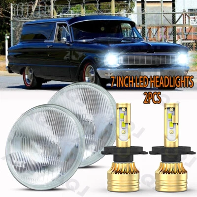 Fit Ford Falcon Sedan Delivery 1961-1965 2X 7inch Round Led Headlight Hi/Lo Beam Foto 1 de 4