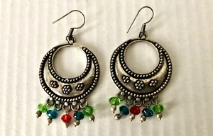 Silver plated pierced earrings with dangle faux stones /no backs included. - Picture 1 of 7