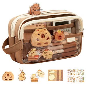 Pencil Case Capybara Transparent Cute Pencil Case With Compartments Wide Opening - Picture 1 of 12