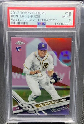 Hunter Renfroe 2017 Topps Chrome Refractor White Jersey Variation PSA 9 Pop 1 ☘️ - Image 1 of 3
