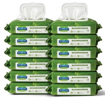 *12-Packs* Medline FitRight Personal Cleansing Cloths Aloe Scented MSC263654