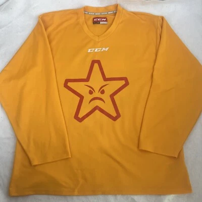 CAMISETA de Hockey CCM Talla L Amarilla/Roja Amateur Angry Carls Jr. Logo Star Foto 1 de 4