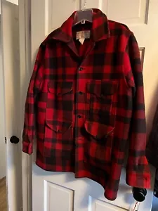 VINTAGE 90s CC FILSON USA Mackinaw Cruiser Sz 46 (L) Mens 100% Wool Red 46" ches - Picture 1 of 4