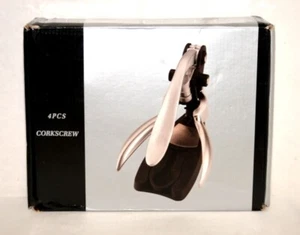 4 Pc Wine Opening Kit w/Corkscrew, Stand, Foil Cutter & Spare Parts –New Other - Picture 1 of 8