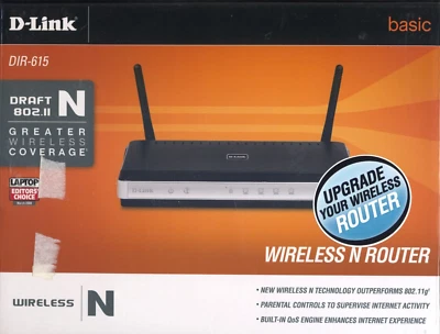 D-Link DIR-615 Wireless-N Router Built-In QoS Engine 4-Port 10/100 Switch + UPnP - Image 1 of 2