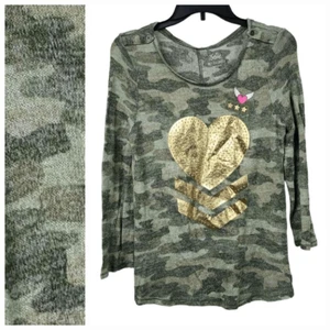 Justice Camo Lightweight Sweater Girls 18 Soft Pullover Military Army Rhinestone - Picture 1 of 10