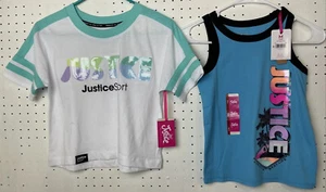 2 Justice Girls Short Sleeve And Tank Tops Size 10 Medium New With Tags - Picture 1 of 5