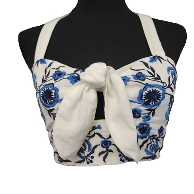 Forever 21 Y2K Halter Crop Top Festival Boho Cottagecore Coqueta Pequeño Marinero Foto 1 de 4